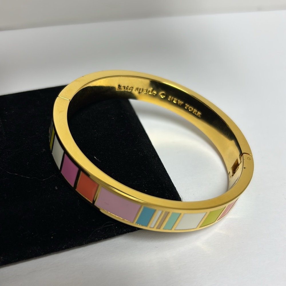 Kate Spade Classic Enamel Multicolor 'Look‎ On The Bright Side' Hinged Bangle